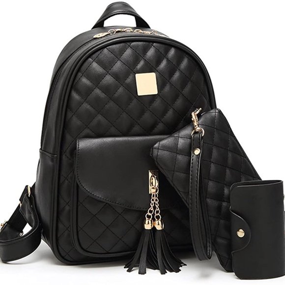 Handbags - 3PCS Shoulders Bag Sets: 1x Backpack, 1 x Wristlet wallet, 1 x Card Wallet.